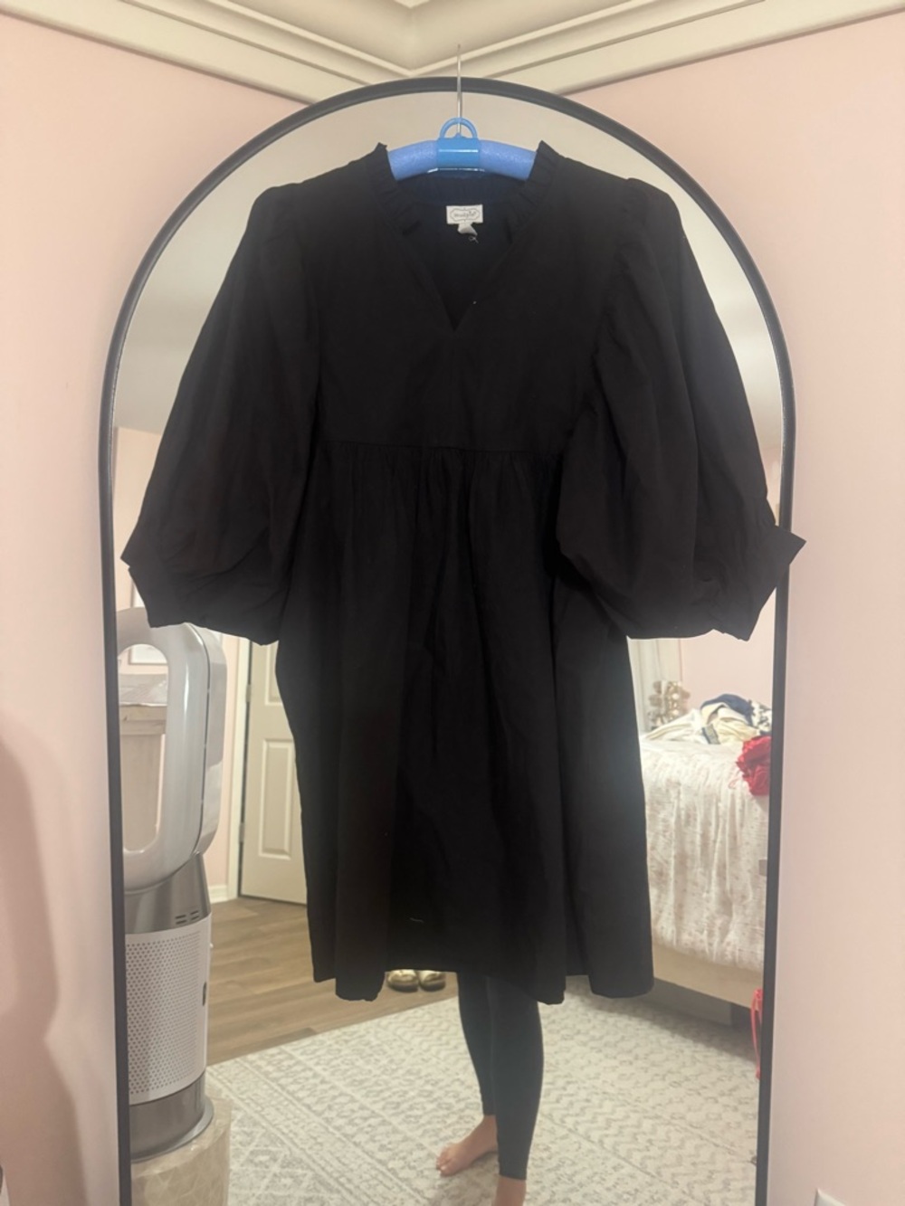 Mud Pie Black Puff-Sleeve Mini Dress